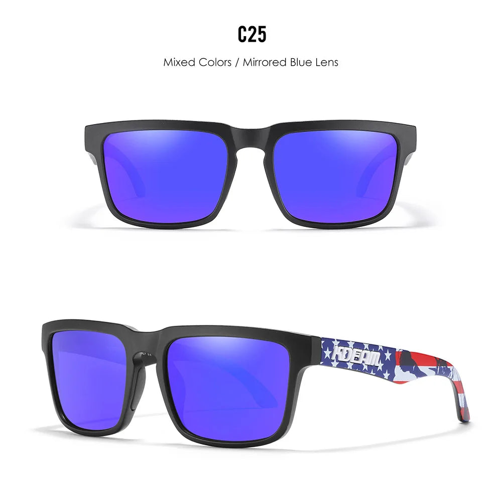 Premium Men Square Sunglasses - Polarized UV Protection & Mirrored Lens