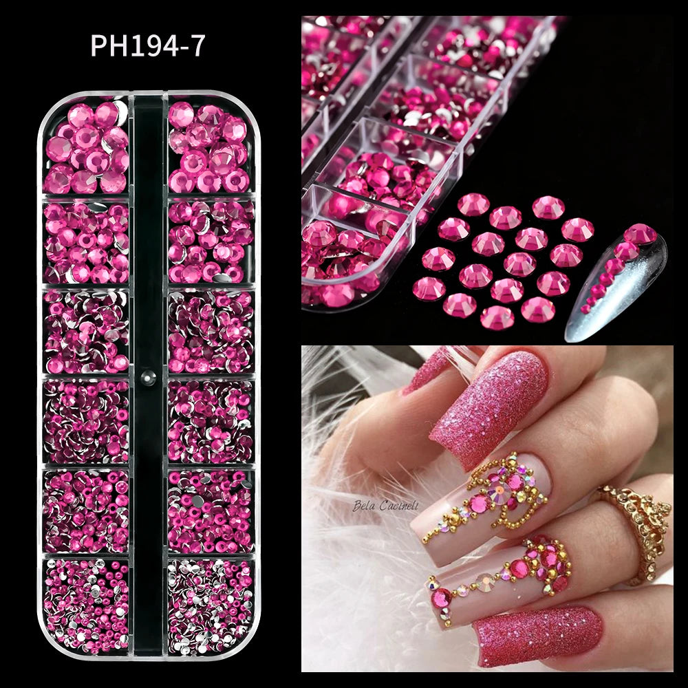 Luxury Pink Nail Rhinestones - Crystal Glitter Charms & Gems