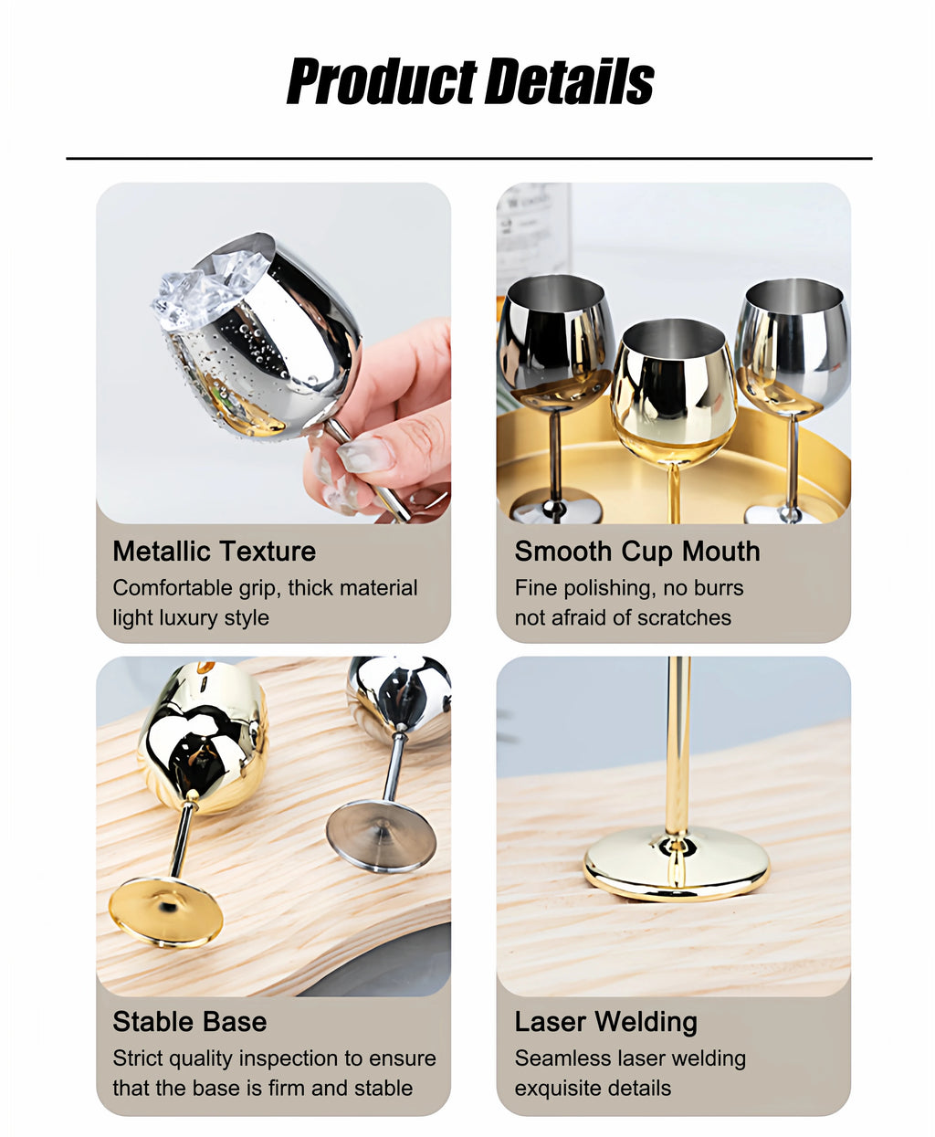 Elegant Stainless Steel Wine Goblet - Durable Metal Cup