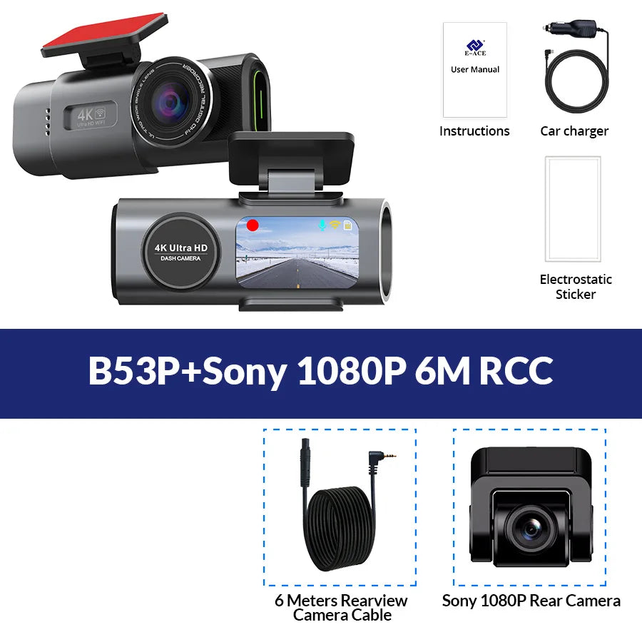 Professional 4K Dash Cam - Night Vision & Built-In Wi-Fi