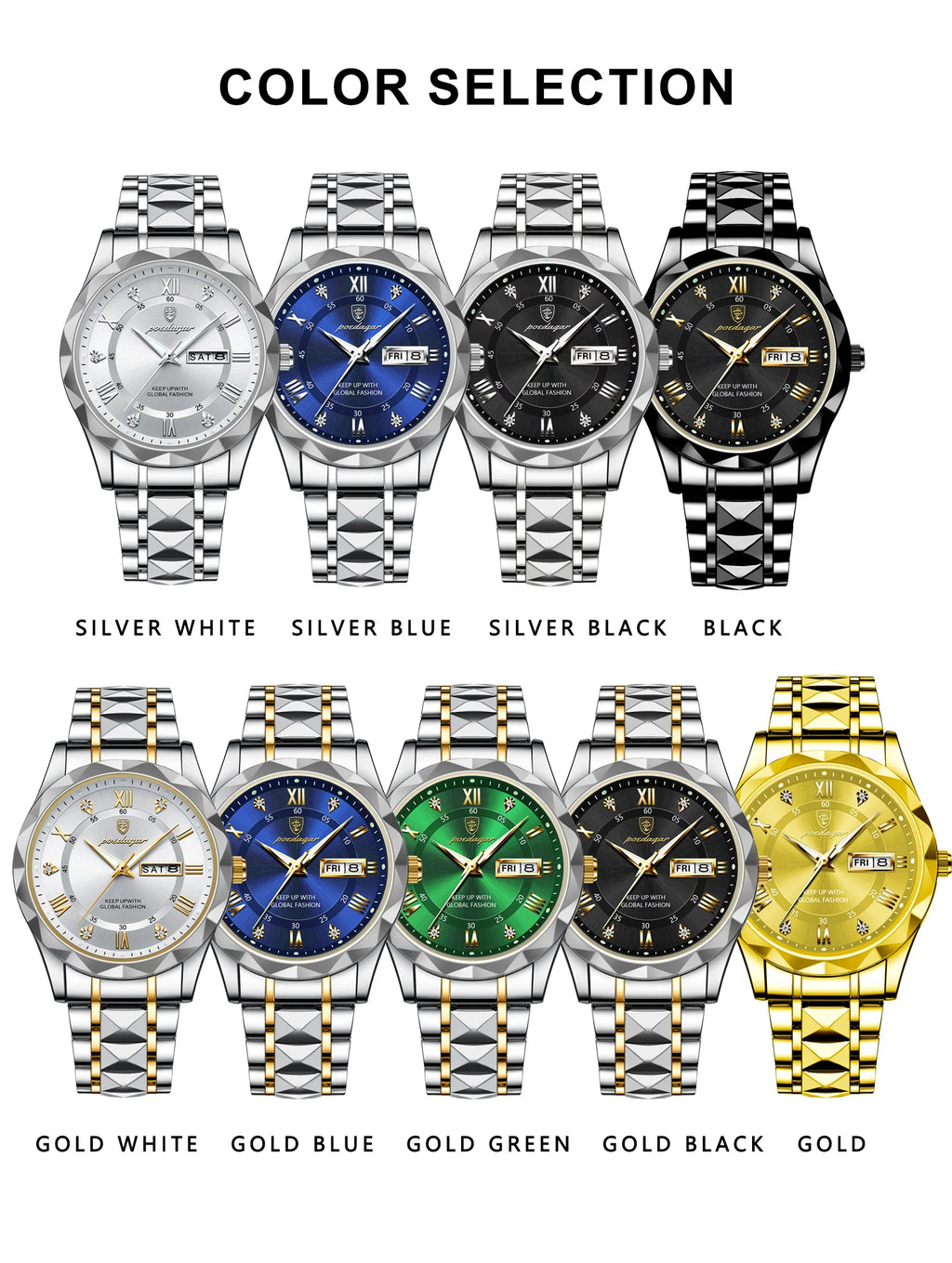 Luxury Men's Quartz Watch - Date & Week Display