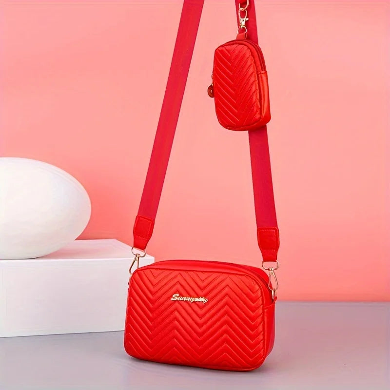 Elegant Sequin Crossbody Bag - Luxury Wave Embossed Mini Purse
