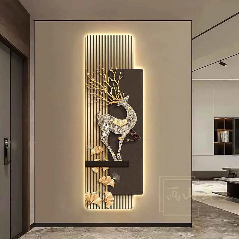 Elegant Reindeer LED Decorative Painting - Luxury Corridor Wall Light