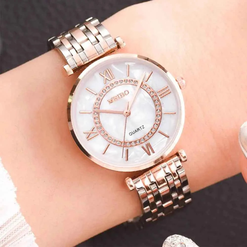 Elegant Diamond Bracelet Watch - Quartz Movement for Women