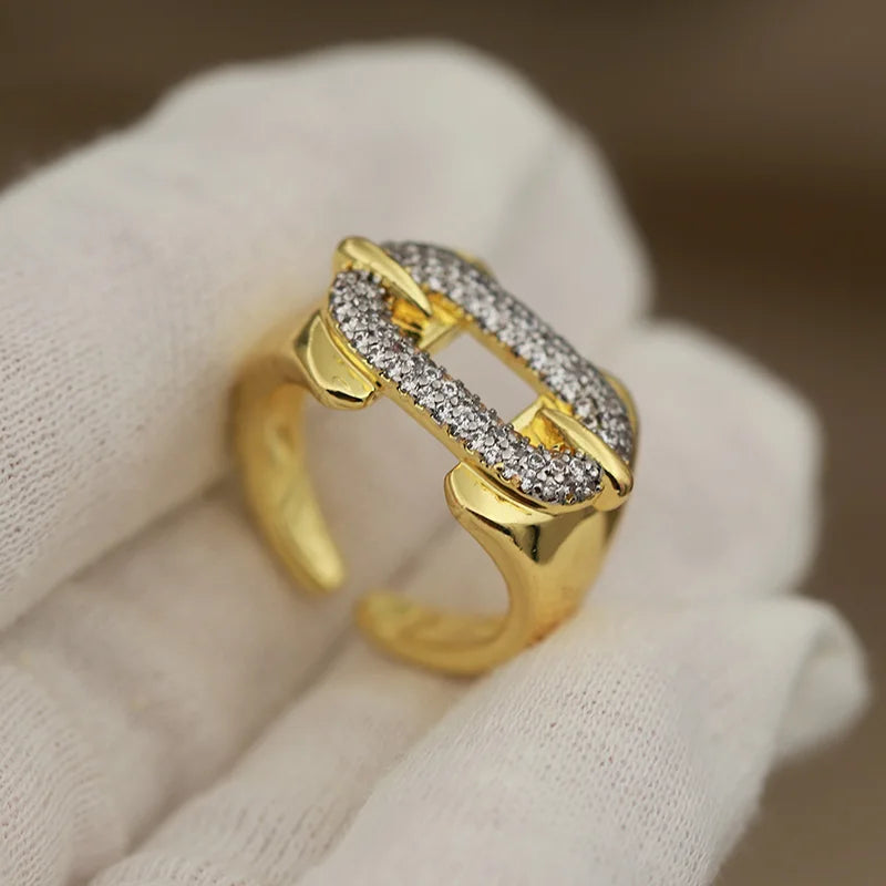 Luxury Crystal Waterdrop Open Ring - Adjustable Zirconia Jewelry