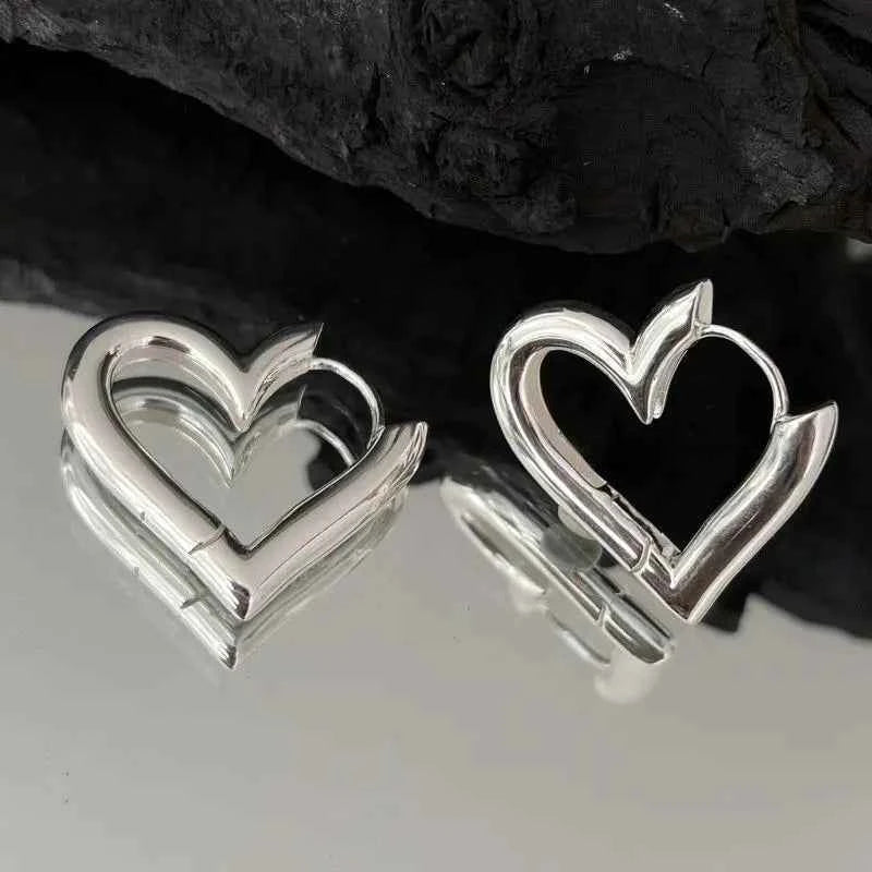 Elegant Sterling Silver Heart Hoop Earrings