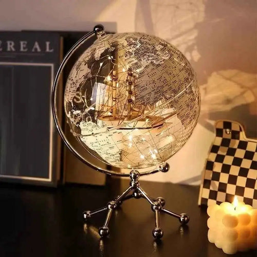 Elegant Modern Globe Ornament - Sailboat Metal Sculpture