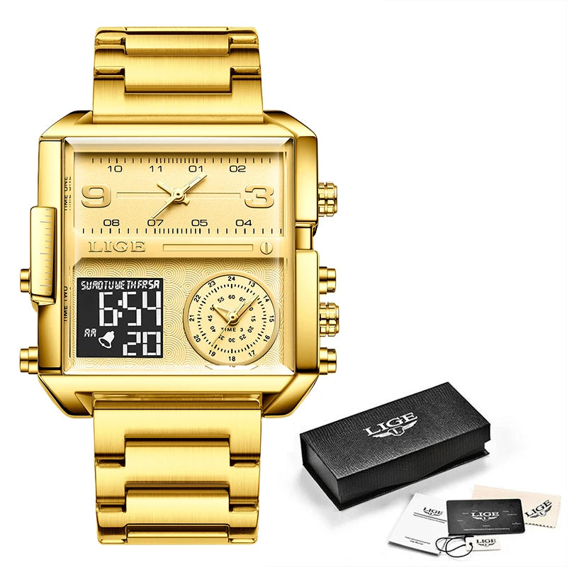 Premium Men's Sports Quartz Watch - Dual Display & Waterproof