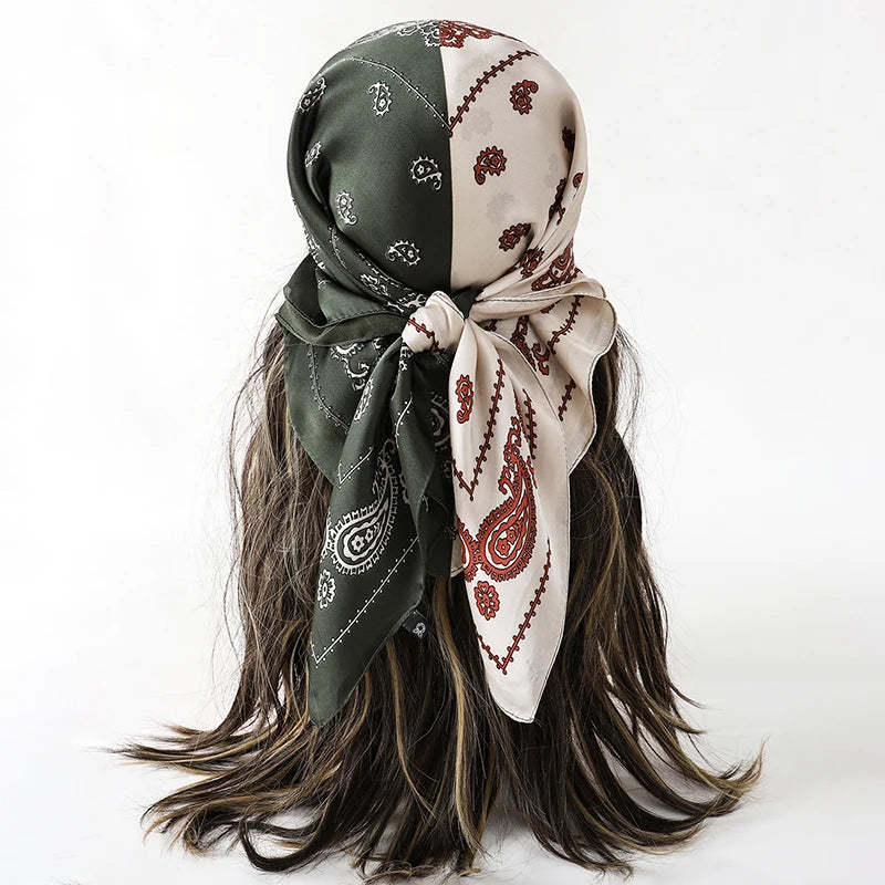 Luxury Square Silk Scarf - Satin Hair Bandana & Neckerchief