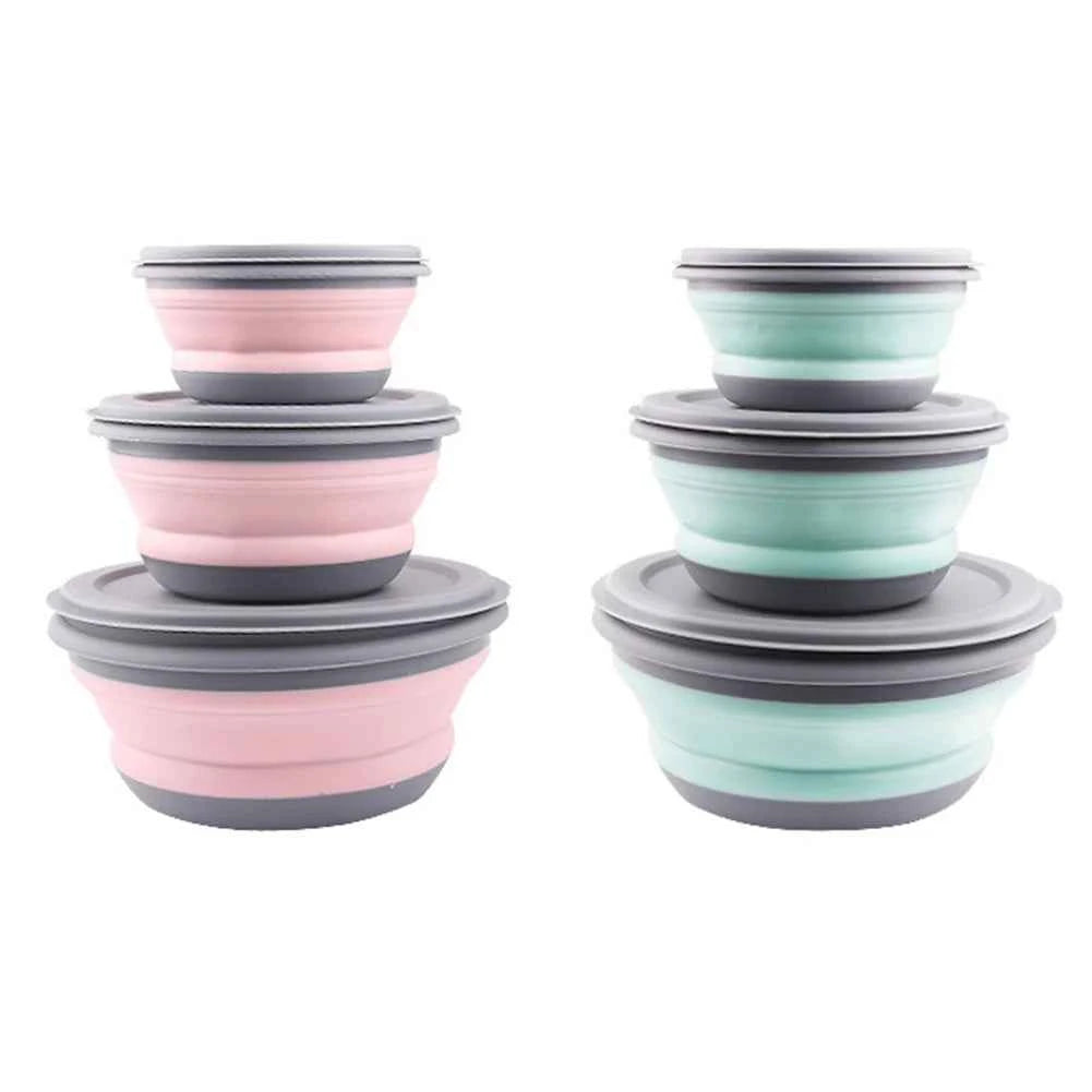 Premium Folding Lunch Bowl Set - Collapsible Silicone Food Container