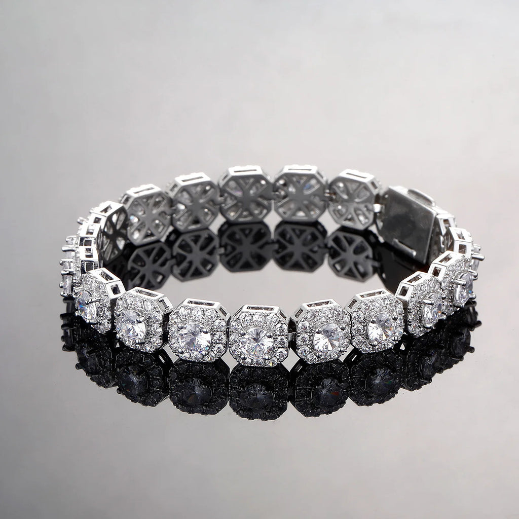 Luxury Men's Crystal Tennis Bracelet - Zirconia Pave