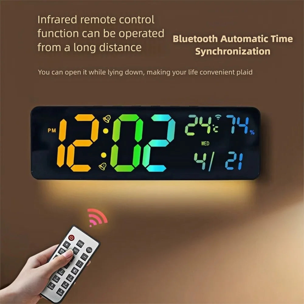 Premium Large RGB Digital Clock - Temp, Humidity & Date