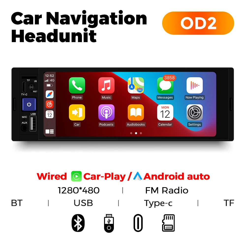 Universal Wireless CarPlay Stereo - 6.86 Inch HD Touch Screen