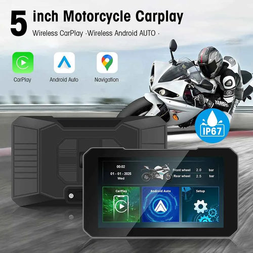 Advanced Motorcycle CarPlay Screen - Wireless Dual Camera Display