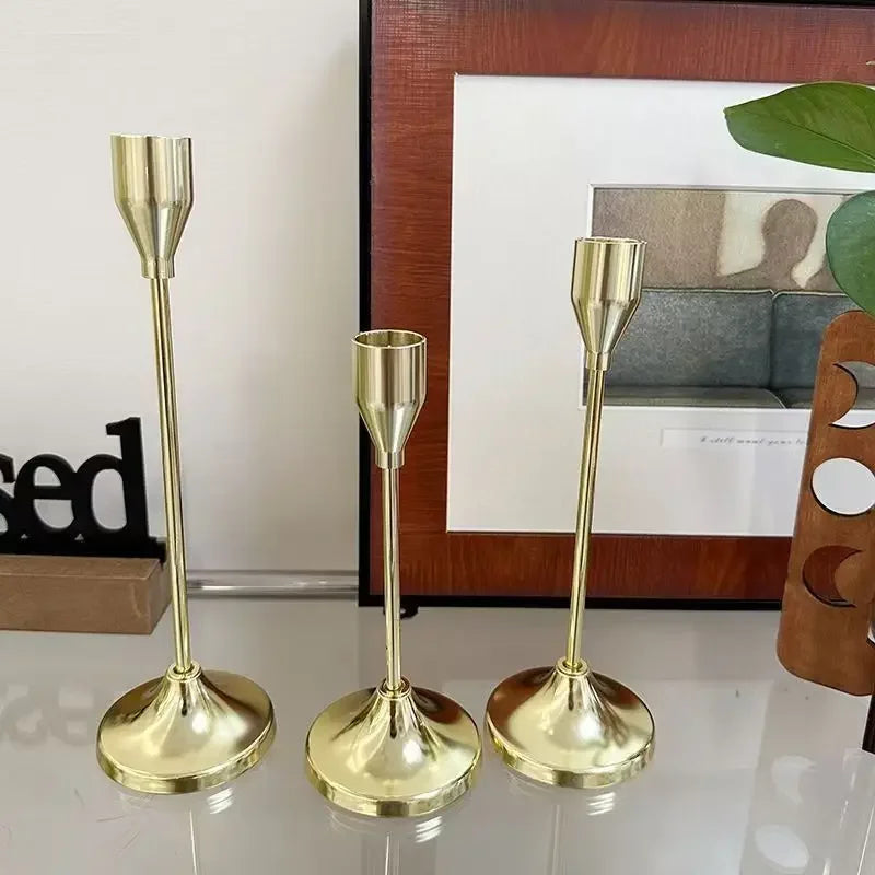 Elegant European Metal Candle Holder Set - 3 Piece