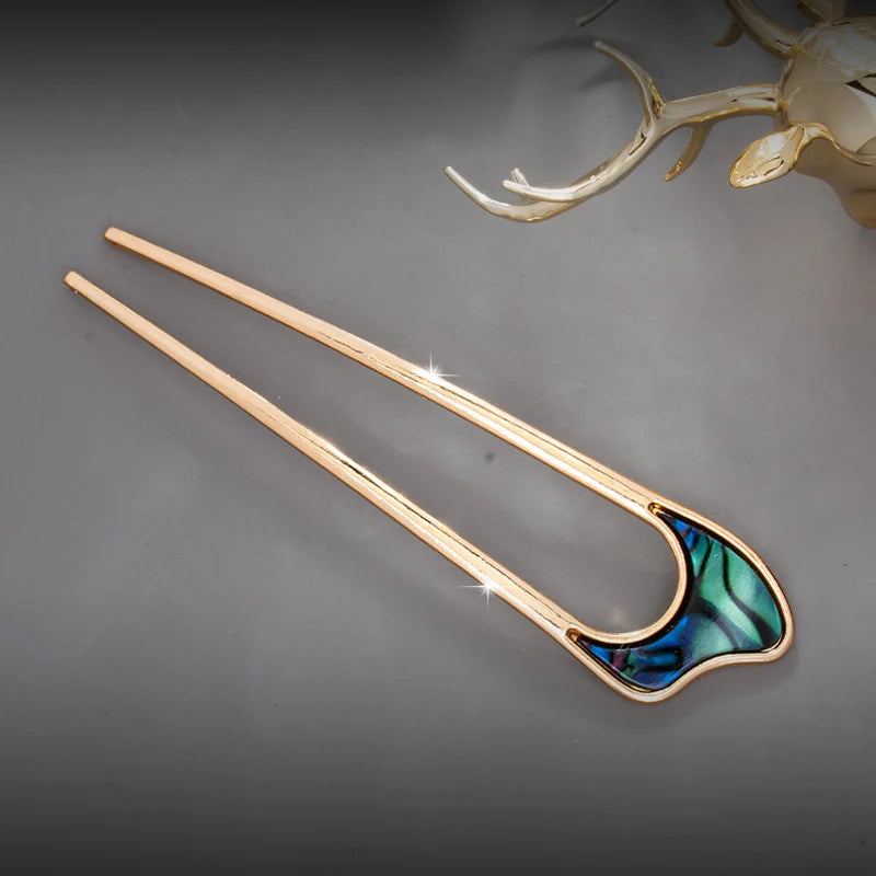 Luxury Metal U Shape Hair Stick - Elegant Enamel Hairpin