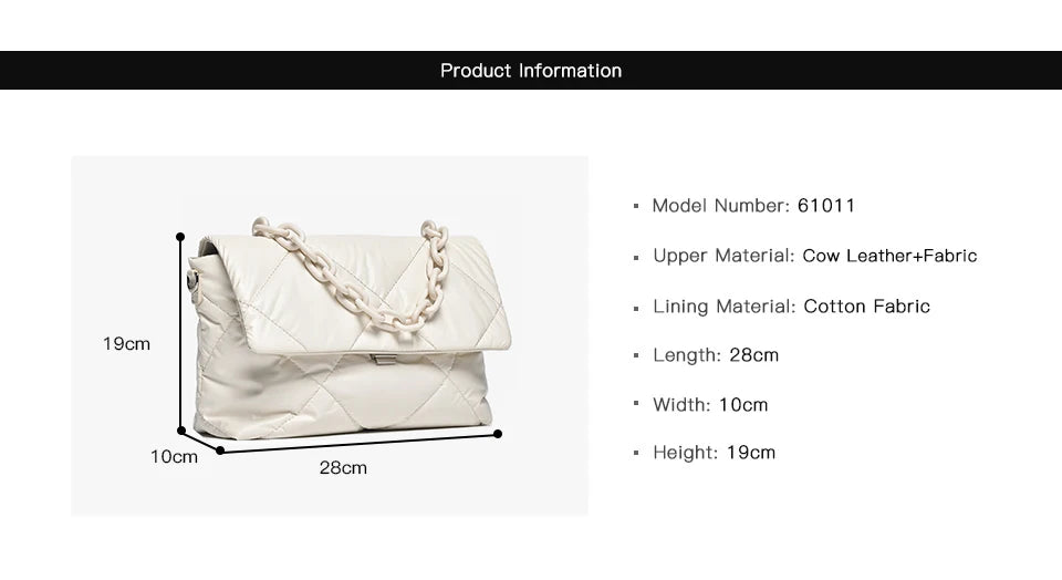 Elegant Women Crossbody Bag - Feather Down Padded
