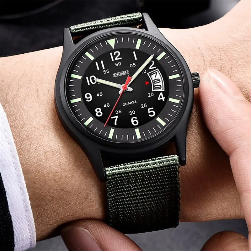 Military Quartz Watch - Durable Nylon Strap & Calendar