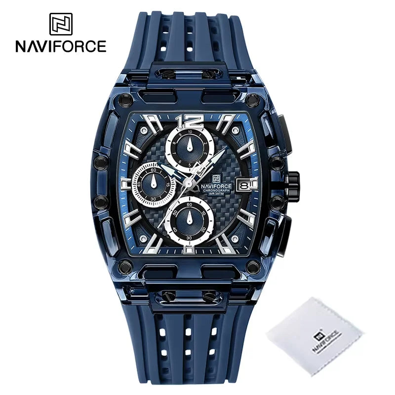 New NAVIFORCE Men's Quartz Multifunction Watches Fashion Sports Chronograph 5ATM Waterproof Silicone Band Casual Man Wrist Watch - Tulique