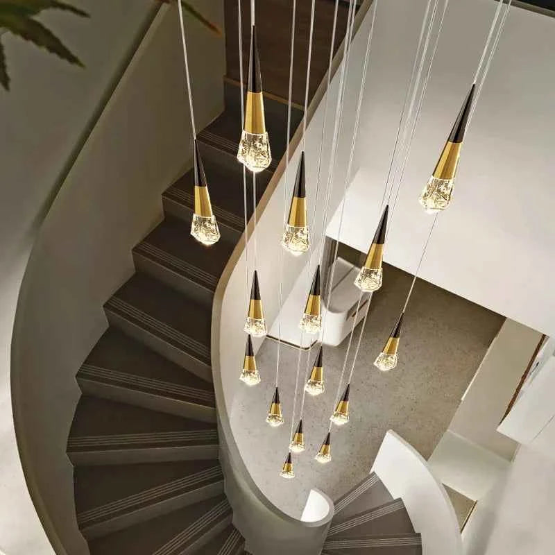 Luxury Spiral Crystal Chandelier - Modern LED Staircase Lighting