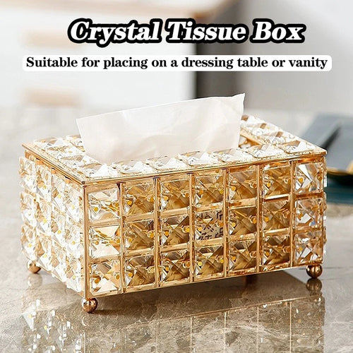 Elegant Luxury Crystal Tissue Box for Tabletop Decor