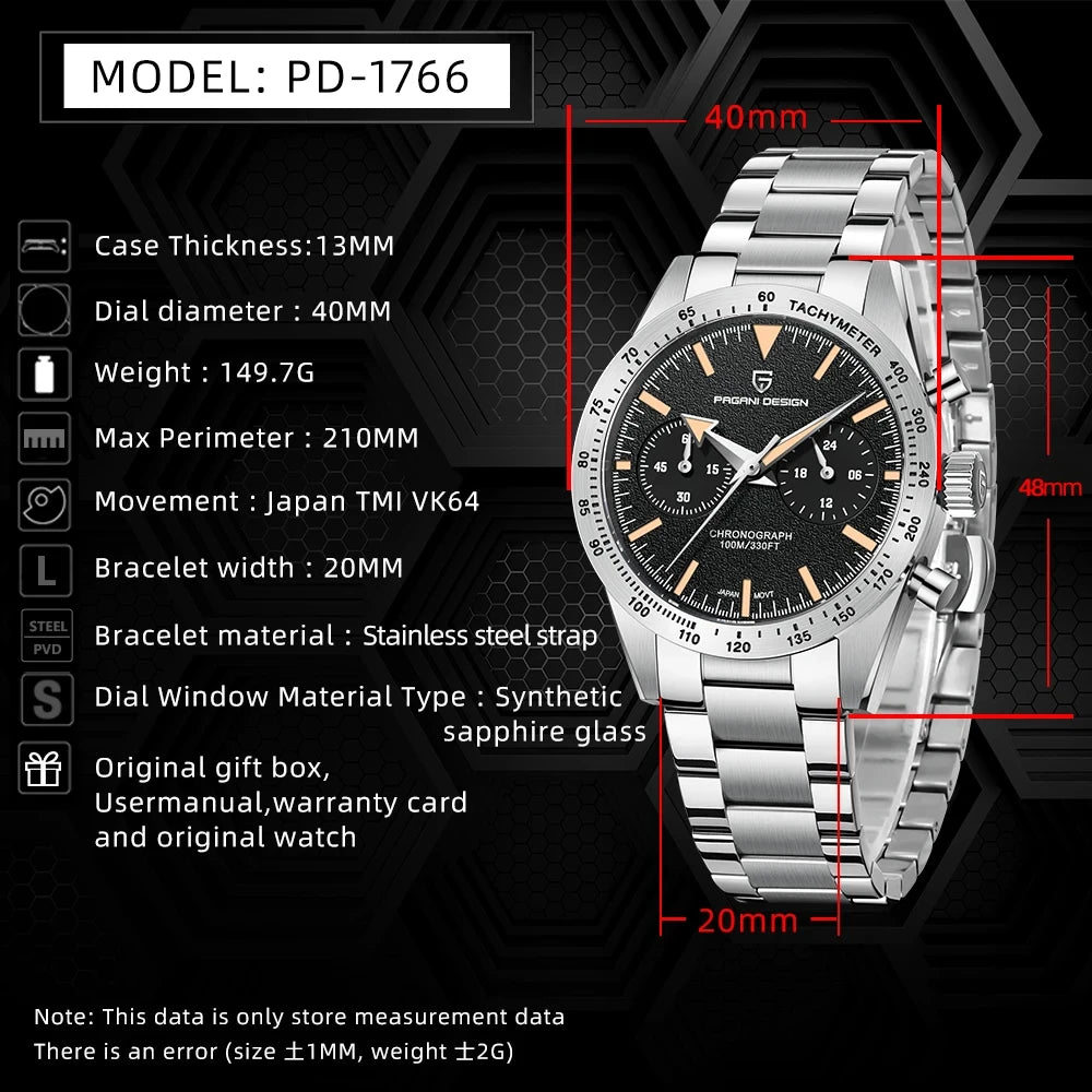 Luxury Men's Quartz Watch - Chronograph Sapphire