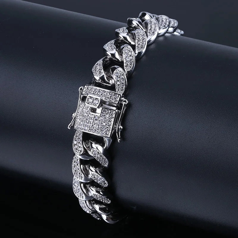 Premium Men's Cuban Link Bracelet - Iced Out Crystal Bling
