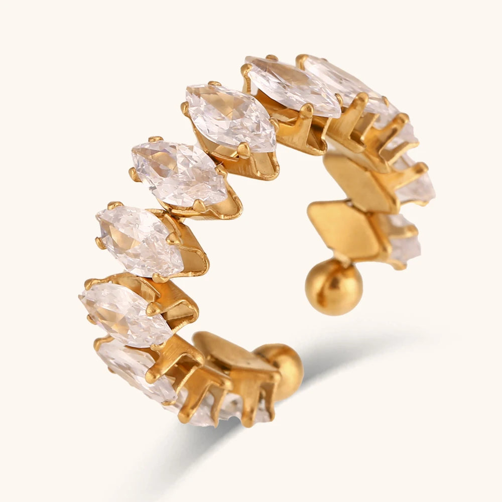 Luxury Rhombus Zircon Cuff Bracelet - Waterproof Gold Plated