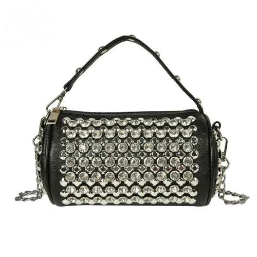 Elegant Cylindrical Shoulder Bag - Luxury Studded Design