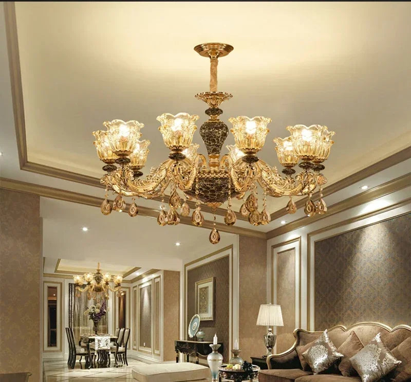 Elegant French Retro Chandelier - Grand Crystal Lighting