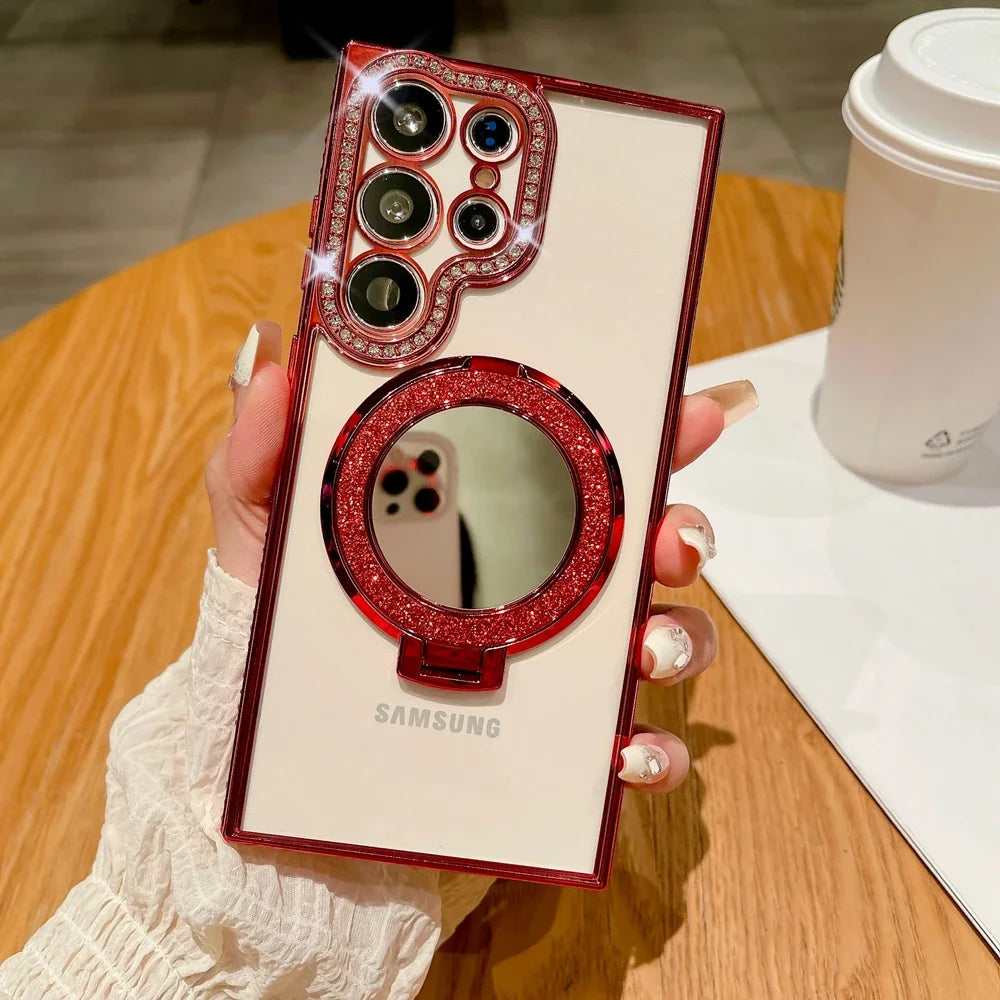 Luxury Magsafe Mirror Case for Samsung Galaxy - Plated Cover