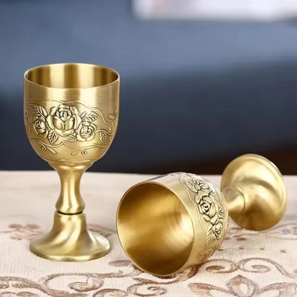 Elegant Vintage Metal Wine Glass - European Style Goblet