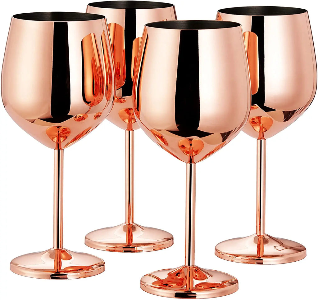 Premium Unbreakable Wine Glasses - Stainless Steel Stemware