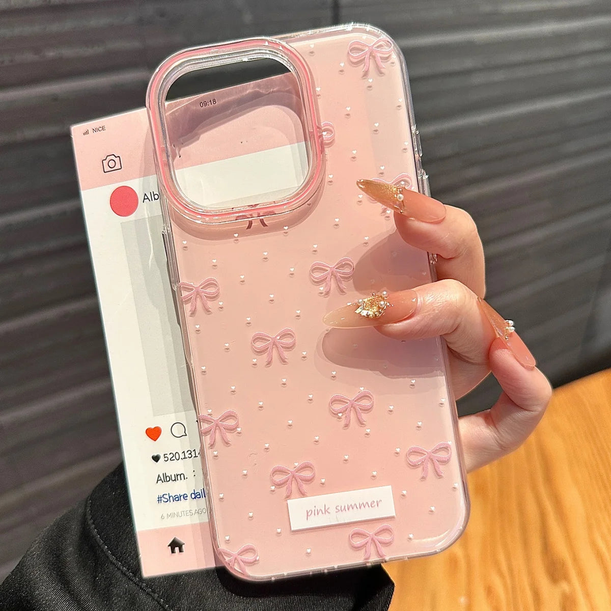 Elegant Pink Bow iPhone Case - Shockproof & Glossy