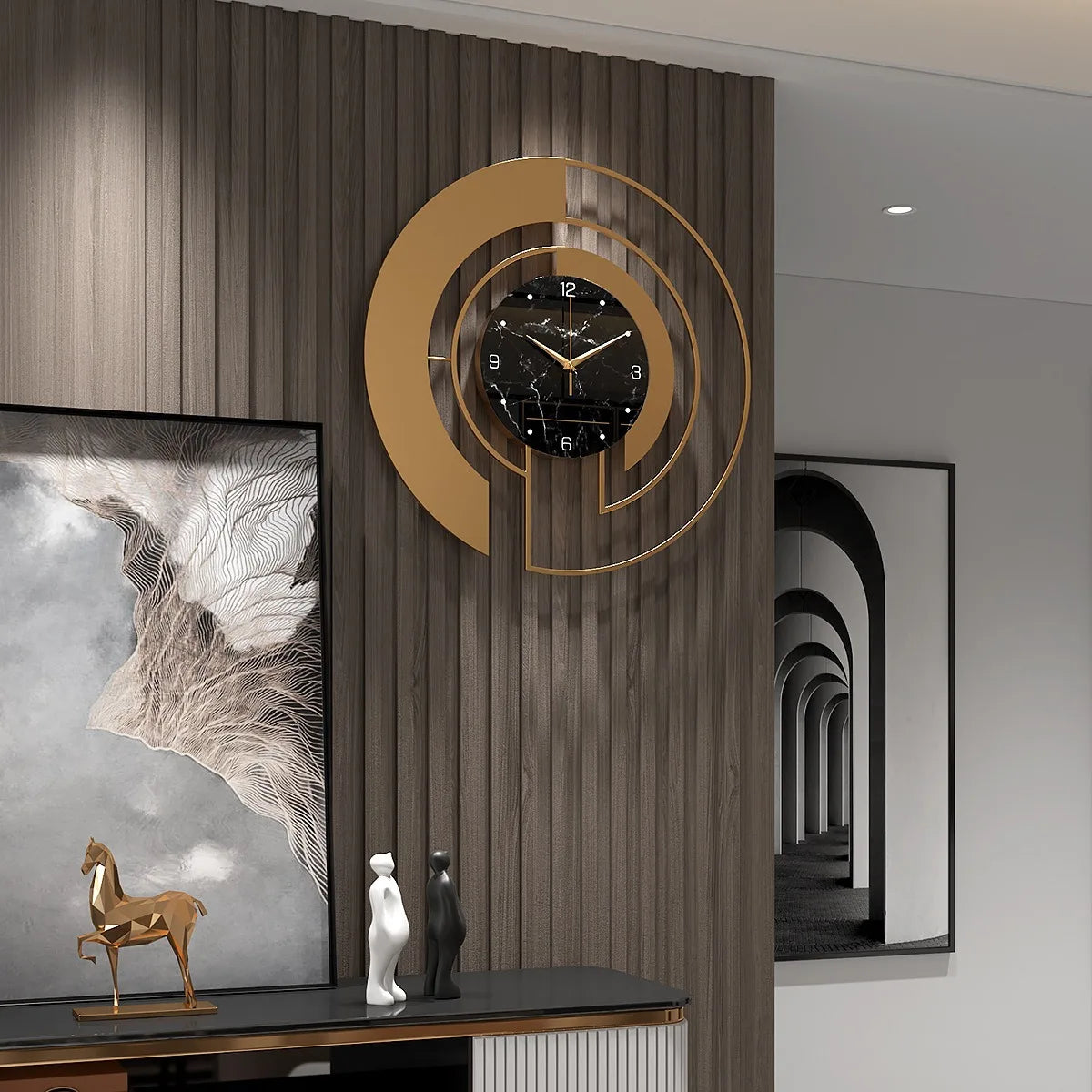 Elegant Gold Metal Wall Clock - Silent & Decorative