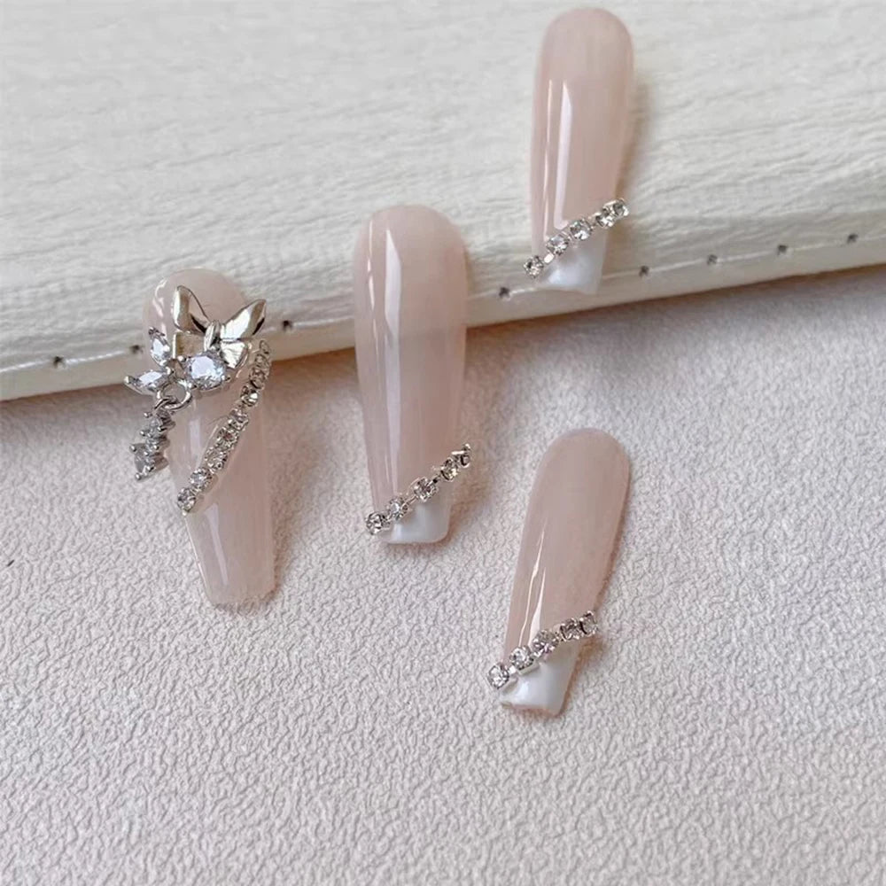 Luxury Crystal Chain Nail Charms - Rhinestone Diamond Art