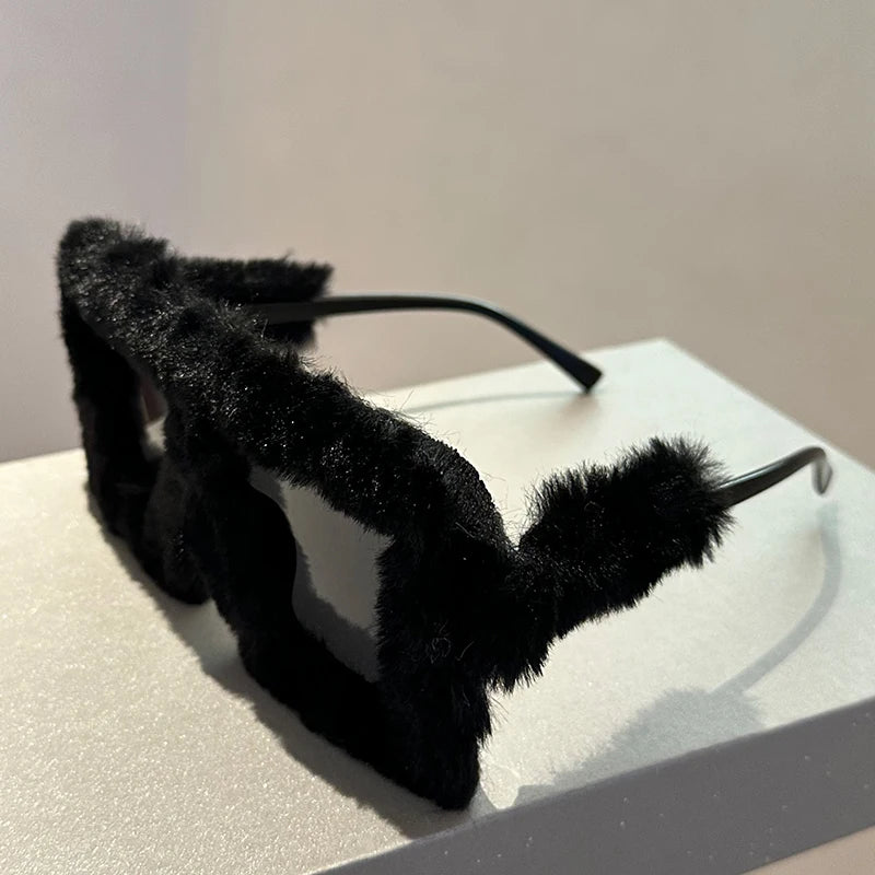 Premium Oversized Square Sunglasses - Retro Furry Frame Shades