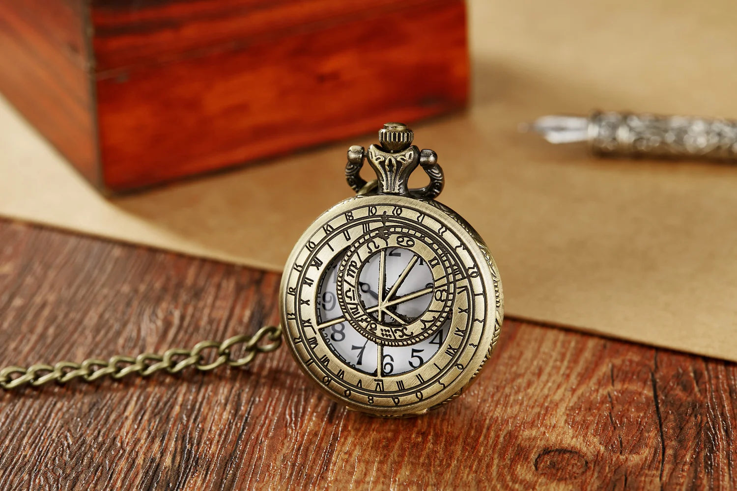 Elegant Bronze Pocket Watch - Classic Constellation Design