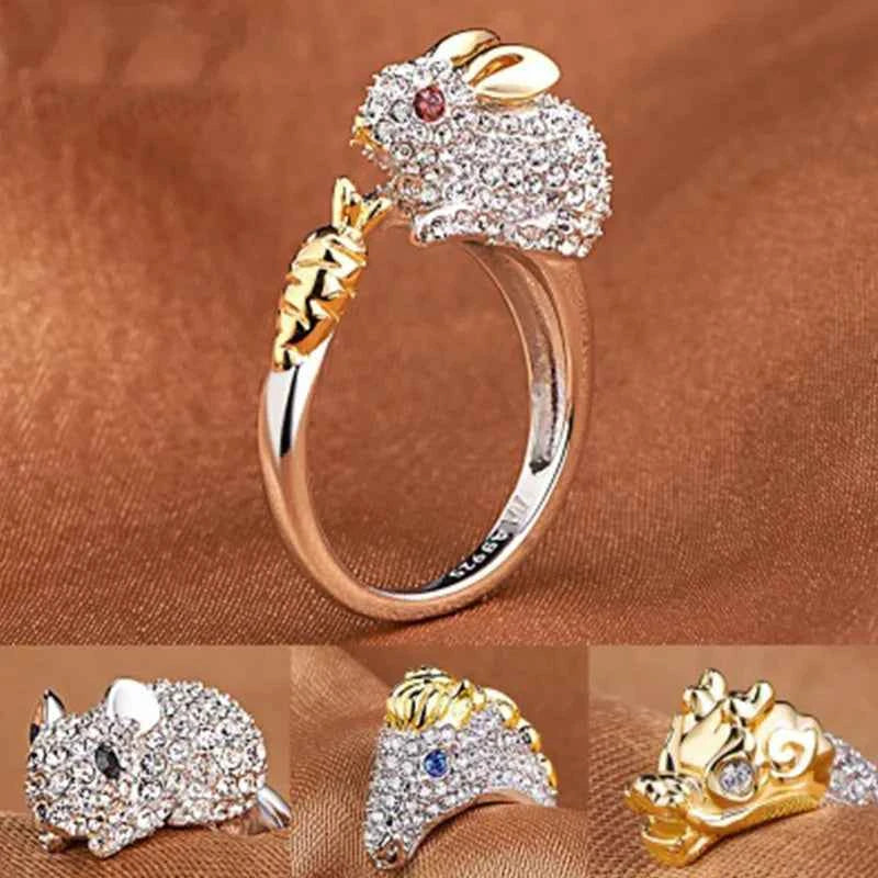 Luxury Crystal Animal Ring - Adjustable Statement Jewelry