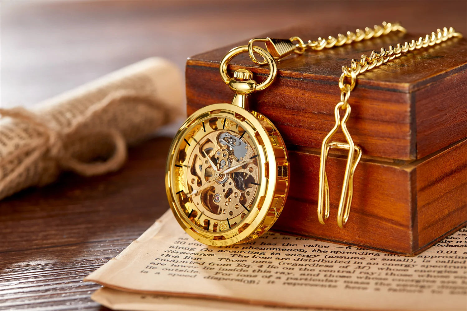 Luxury Mechanical Pocket Watch - Hollowed Gold Design