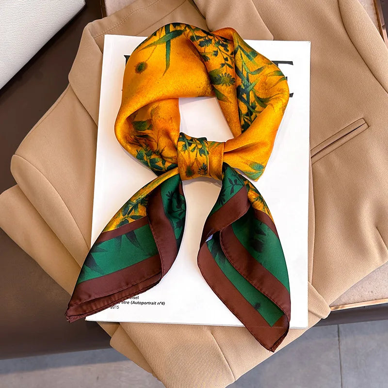 Luxury Silk Scarf - 70x70cm Square Shawl & Headband
