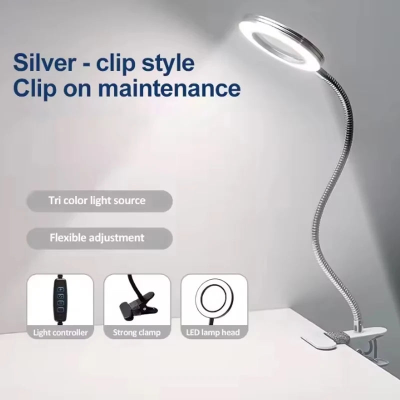 Flexible LED desk lamp - sleek black finish with adjustable gooseneck and glass shade