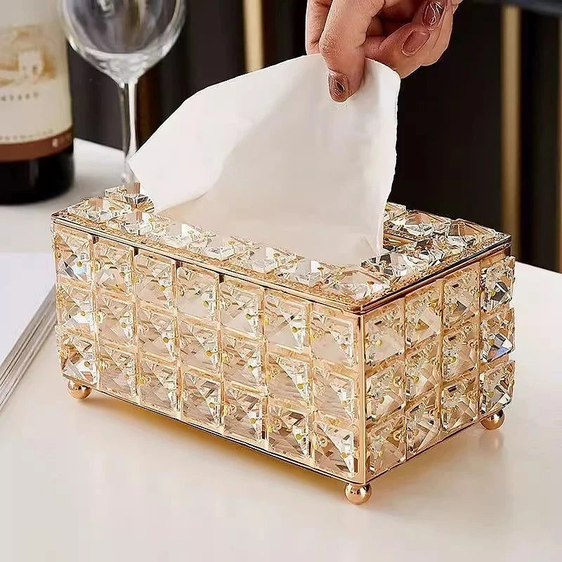Elegant Luxury Crystal Tissue Box for Tabletop Decor