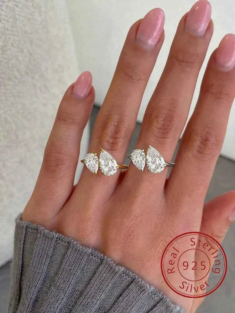 Classic Zircon Water Drop Ring in 925 Sterling Silver