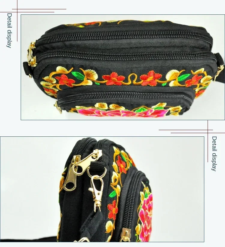 Elegant Embroidered Crossbody Bag - Vintage Floral Design