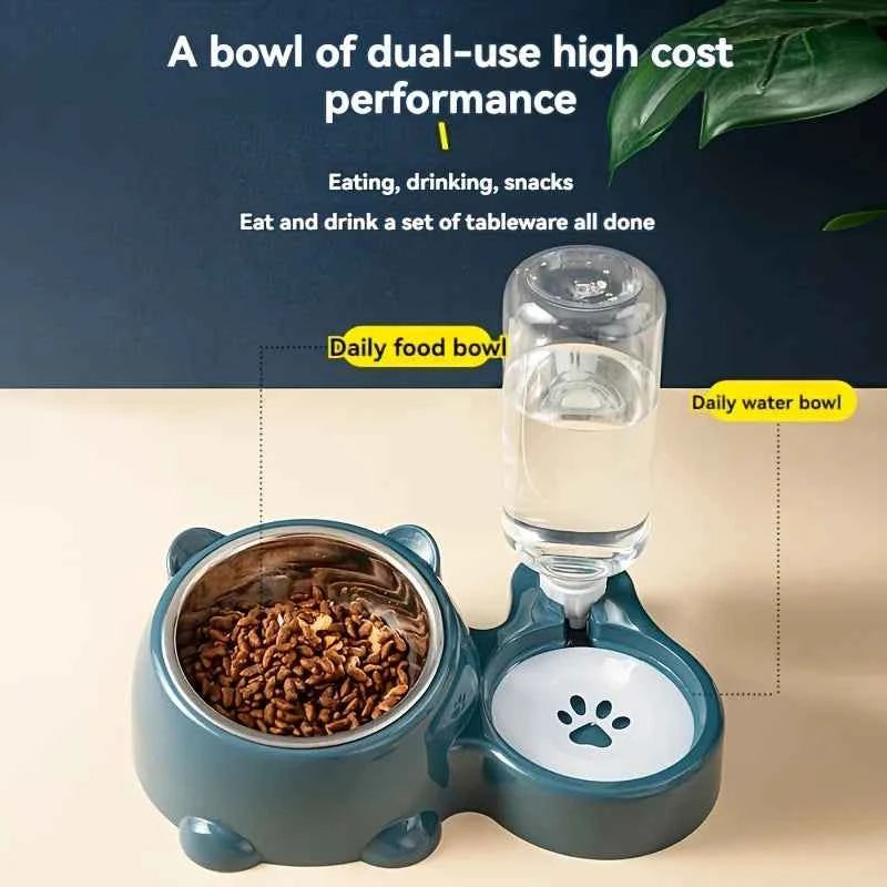 Premium Automatic Pet Feeder - Slanted Gravity Water Dispenser