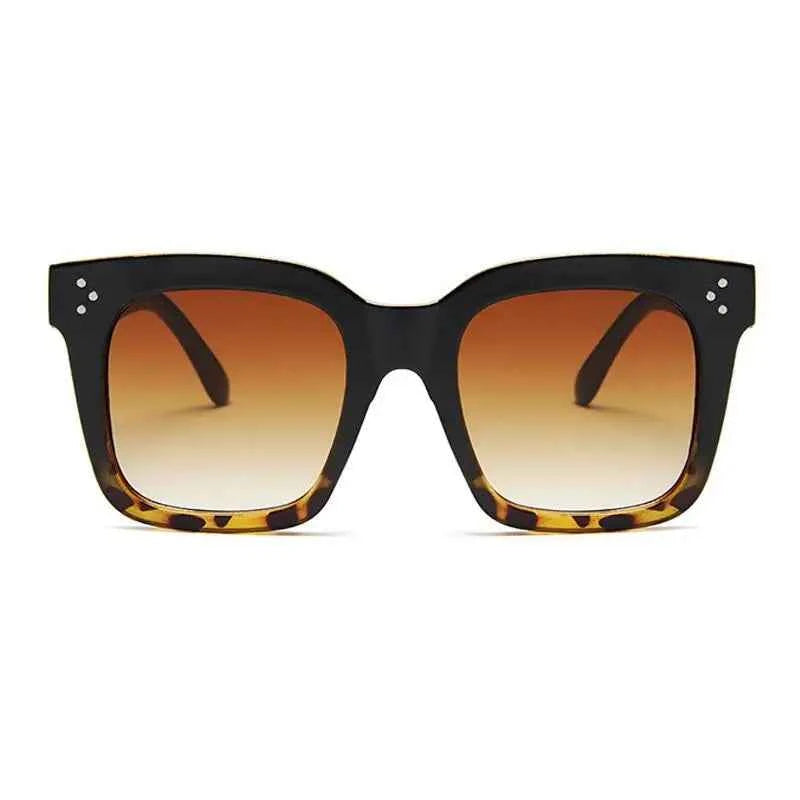 Luxury Rectangle Sunglasses - Gradient Lens & Rivet Details