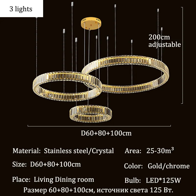 Elegant Crystal Ring Chandelier - Modern Dining Room Lighting