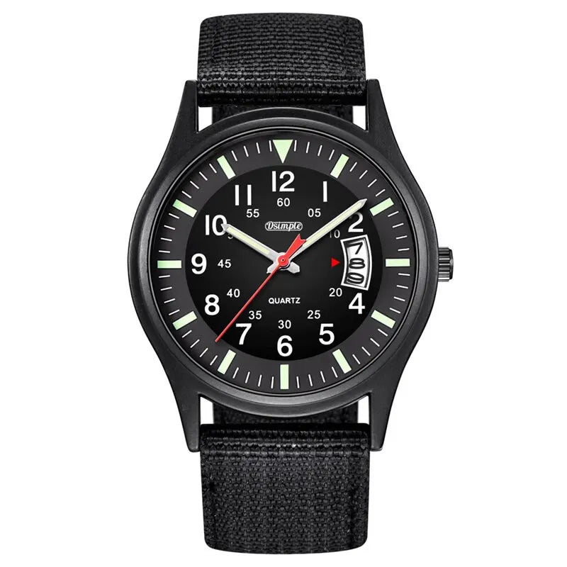 Military Quartz Watch - Durable Nylon Strap & Calendar