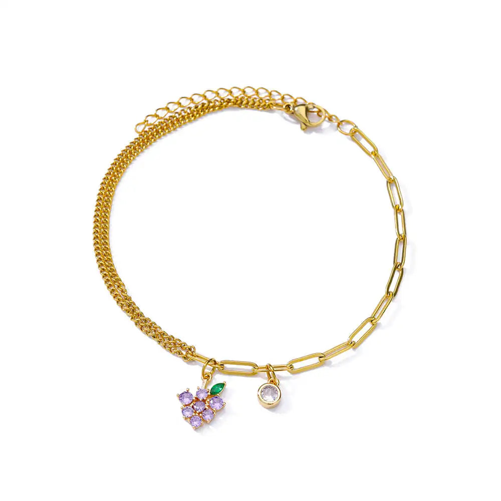 Elegant Zircon Flowers Bracelet - Luxury Gold Steel Jewelry